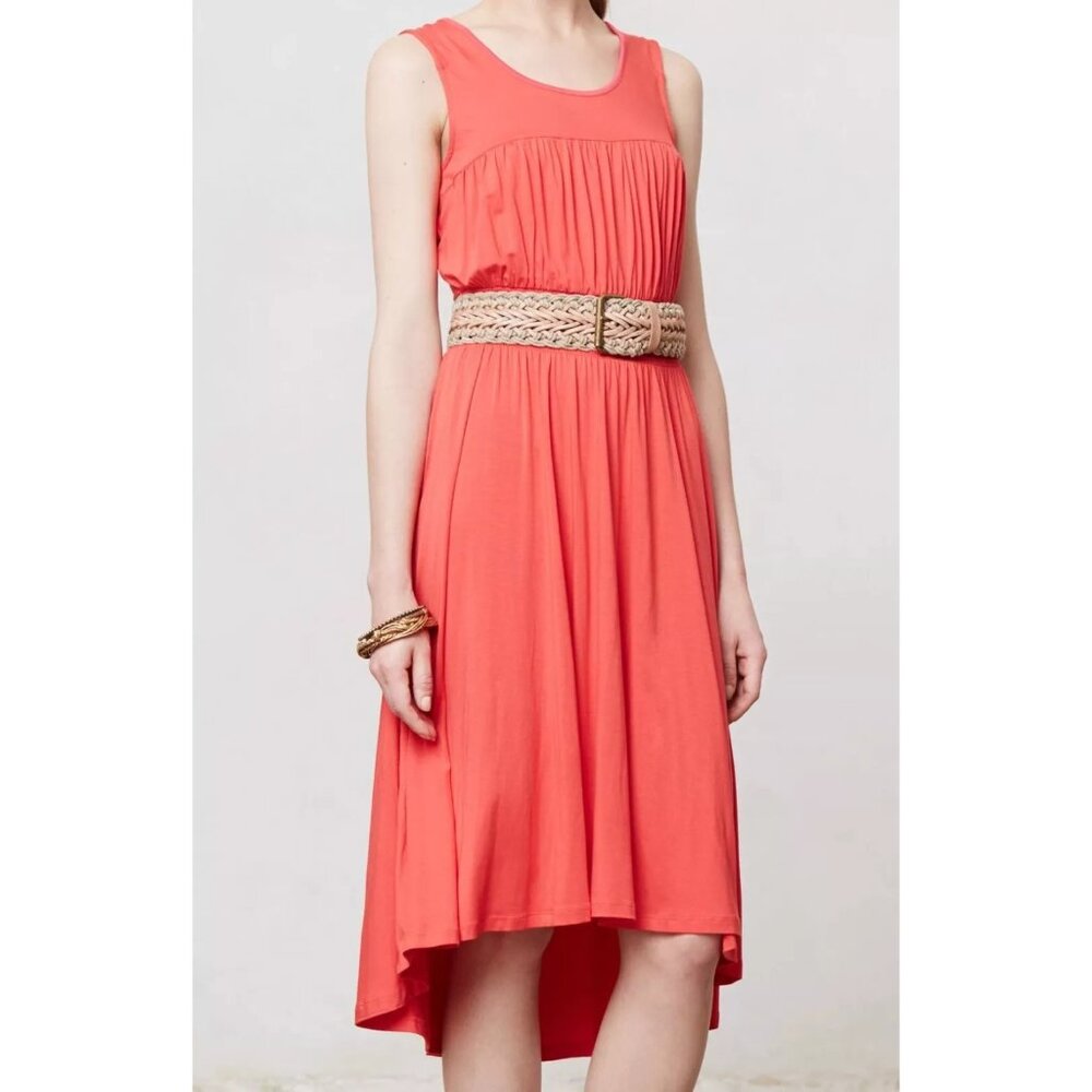 Anthropologie Girls from Savoy Annabel Midi Dress Size Medium Smocked Waist Red